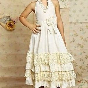 Mustard Pie Vanilla Cream Ivory Eyelet Jade Maxi Dress Size 7